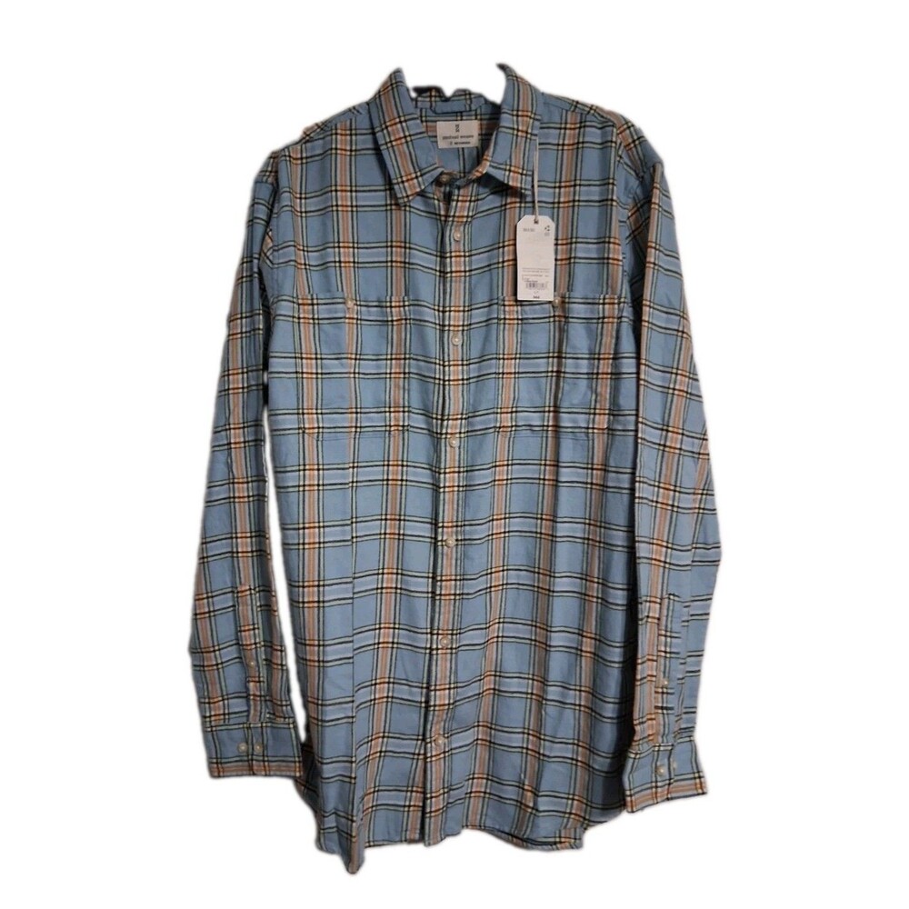 NWOT Men's Mutual Weave Blue Check Flannel Shirt Size 2XLT